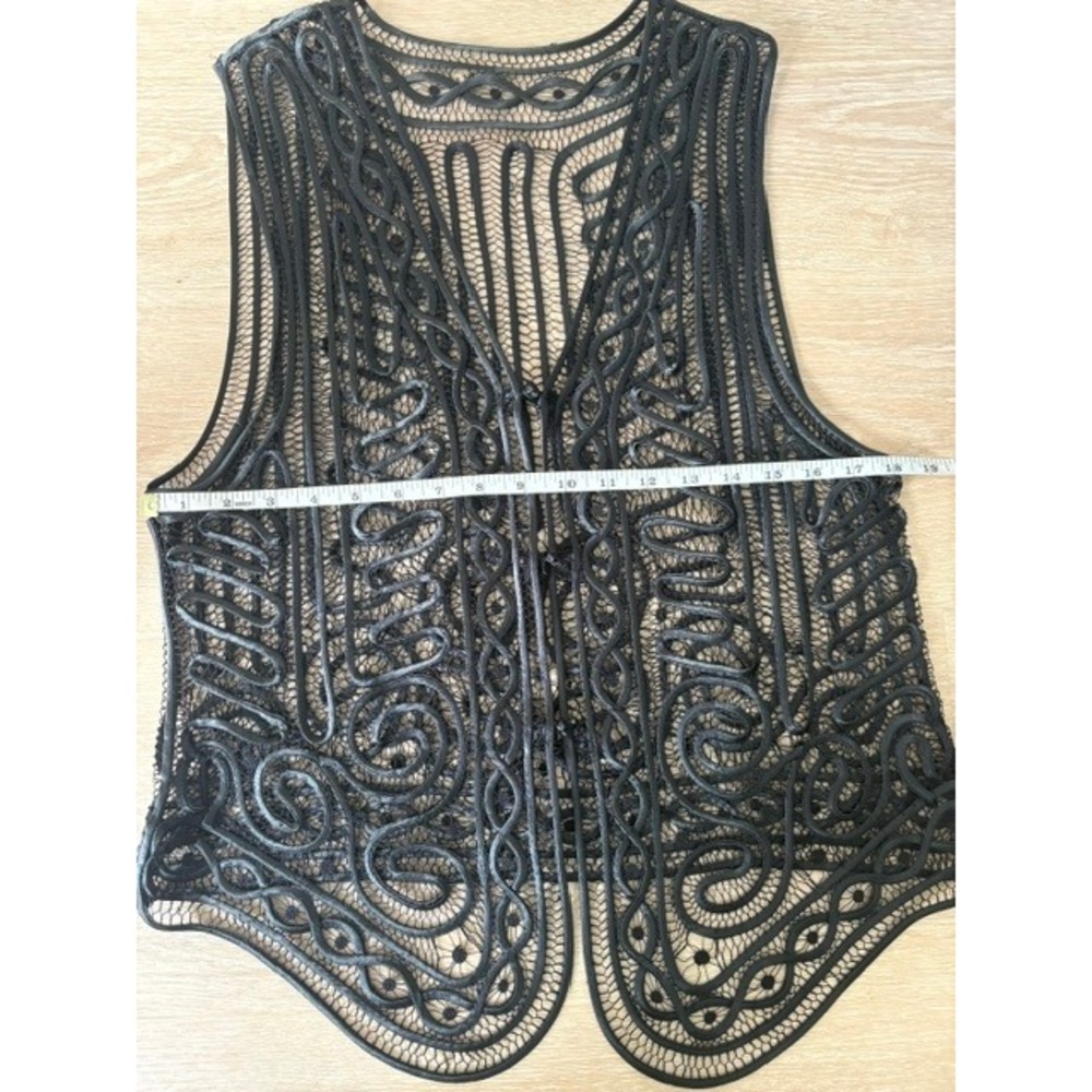 Vintage Style‎ Black Soutache Lace Vest Sheer Mesh Embroidered Waistcoat Top